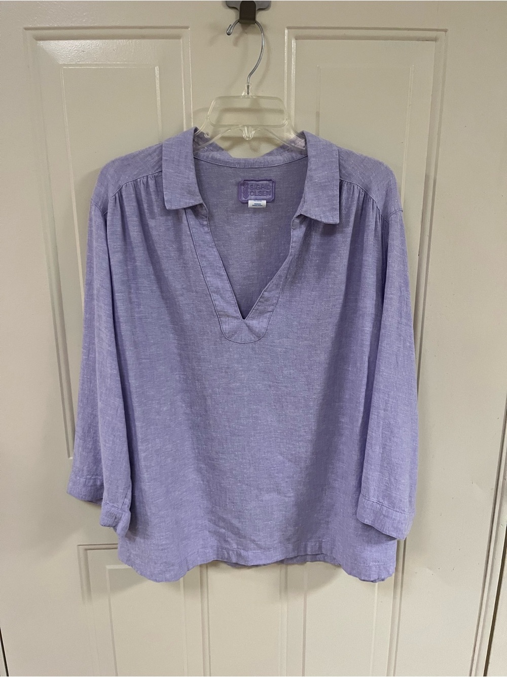 Sigrid Olsen Lavender V-Neck Linen-Blend Tunic